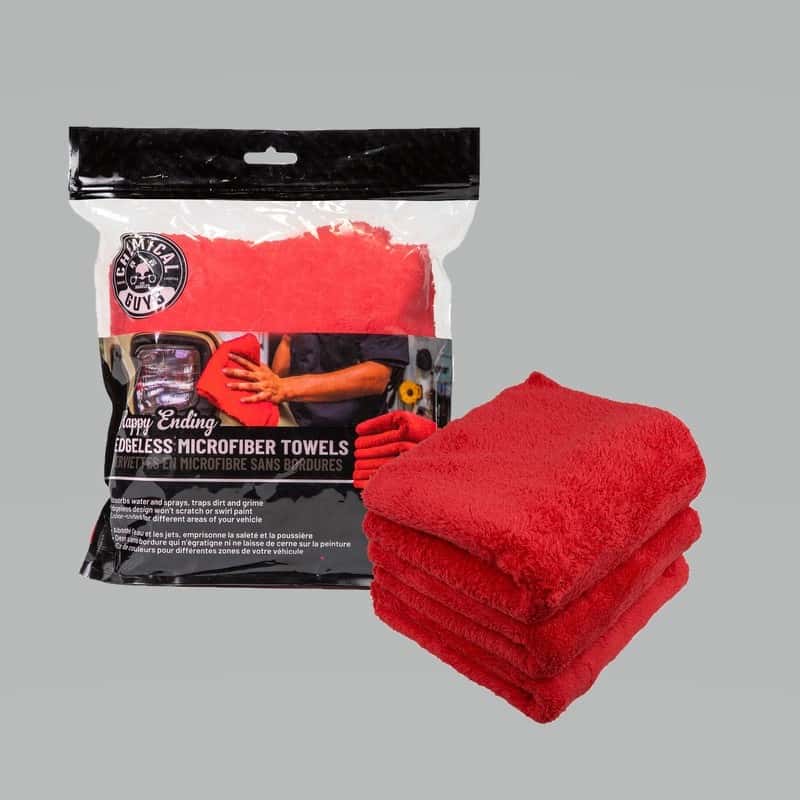 Chemical Guys — Chemical Guys Happy Ending Ultra Edgeless Microfiber Towel - 16in x 16in - Red - 3 Pack - view 1