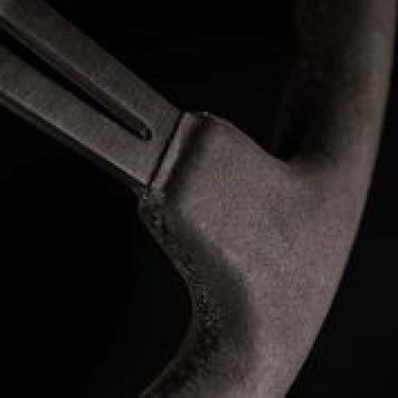 NRG — NRG Reinforced Steering Wheel (350mm / 3in. Deep) Black Leather w/ Alcantara Stitching - view 1