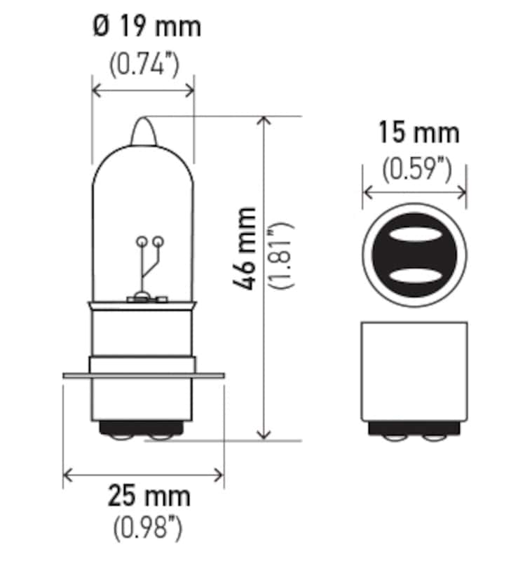 Hella — Hella Bulb 3603 12V 25/25W Px15D T6
A3603 Incan Bulb - view 8