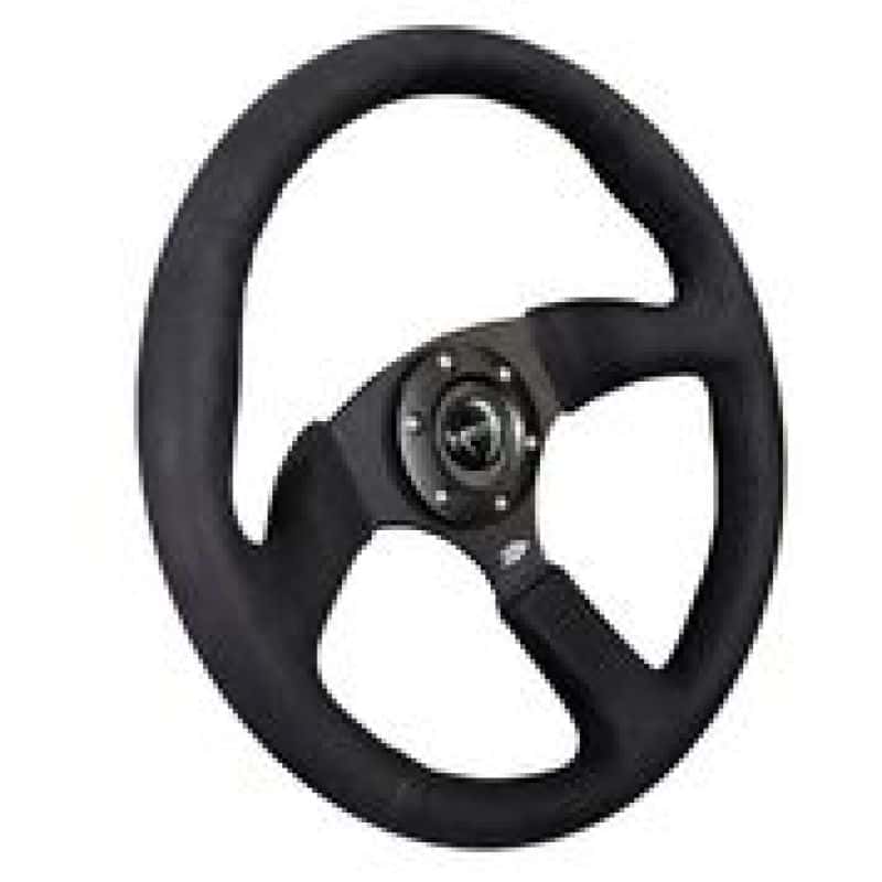 NRG — NRG Reinforced Steering Wheel (350mm / 2.5in. Deep)Blk Alcantara Comfort Grip w/4mm Matte Blk Spokes - view 3