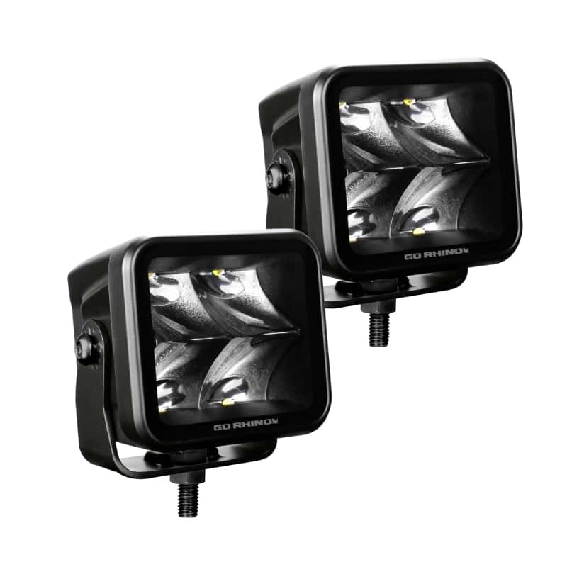 Go Rhino — Go Rhino Xplor Blackout Series Cube LED Spot Light Kit (Surface/Threaded Stud Mnt) 2x2 - Blk (Pair)
BLK - Two 2x2 Lights - view 3
