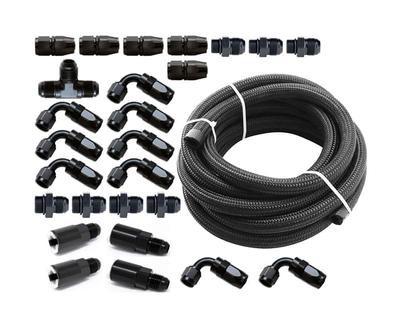 Torque Solution — Torque Solution Braided Fuel Line Kit for -6 Aeromotive FPR & Flex Fuel Kit - 02-14 Subaru WRX - view 1