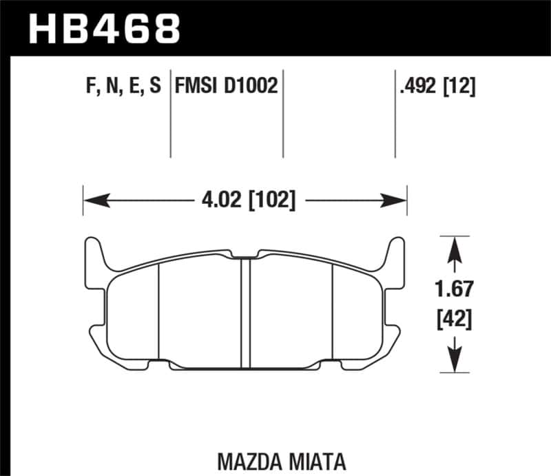 Hawk Performance — Hawk 03-05 Miata w/ Sport Suspension HPS Street Rear Brake Pads (D1002)
Disc Brake Pad - view 2