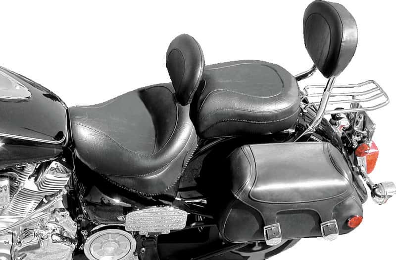 Mustang Motorcycle — Mustang 99-15 Yamaha Road Star 1600, 1700 Wide Touring 2PC Seat w/Driver Backrest - Black - view 3