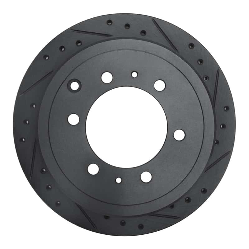 R1 Concepts — R1 93-97 Lexus LX450 Rear Right Drilled & Slotted Black Brake Rotor
R1 Brake Rotor Drill - view 1