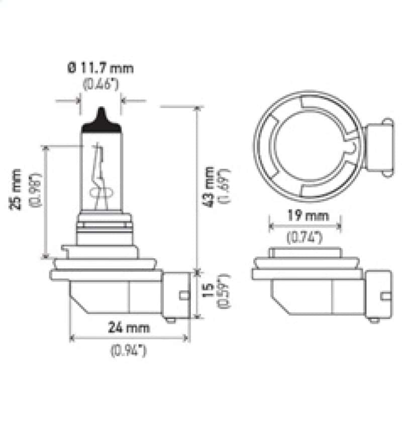 Hella — Hella Bulb H11 12V 55W PGJ19-2 T4 LONG LIFE
H11LL Halogen Bulb - view 5