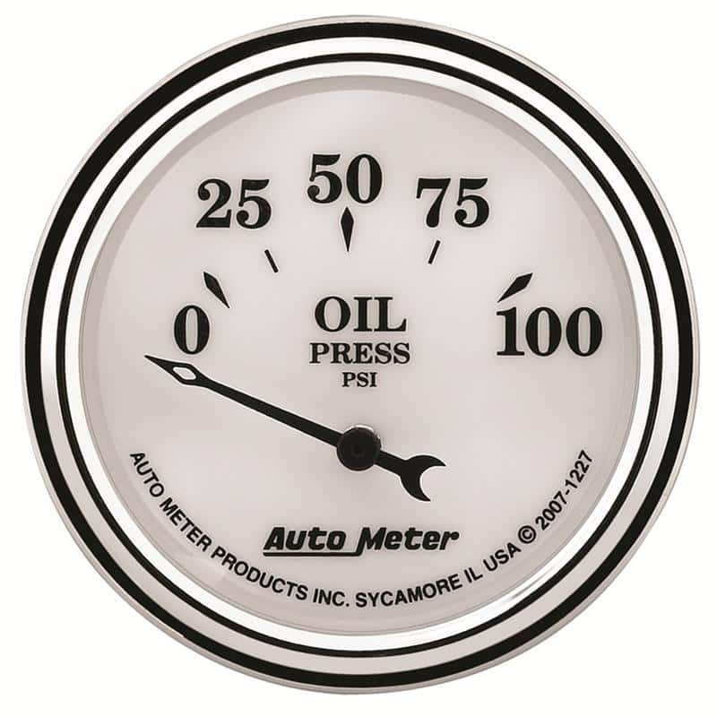 AutoMeter — AutoMeter Gauge Oil Press 2-1/16in. 100PSI Elec Old Tyme White II
2-1/16" OIL PRESS, 0 - view 2