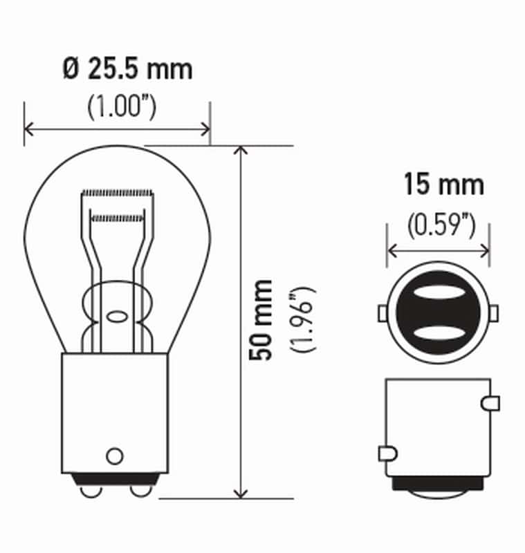 Hella — Hella Bulb 1034 12V 23/8W Bay15D S8 (2)
1034TB Incan Bulb - view 8