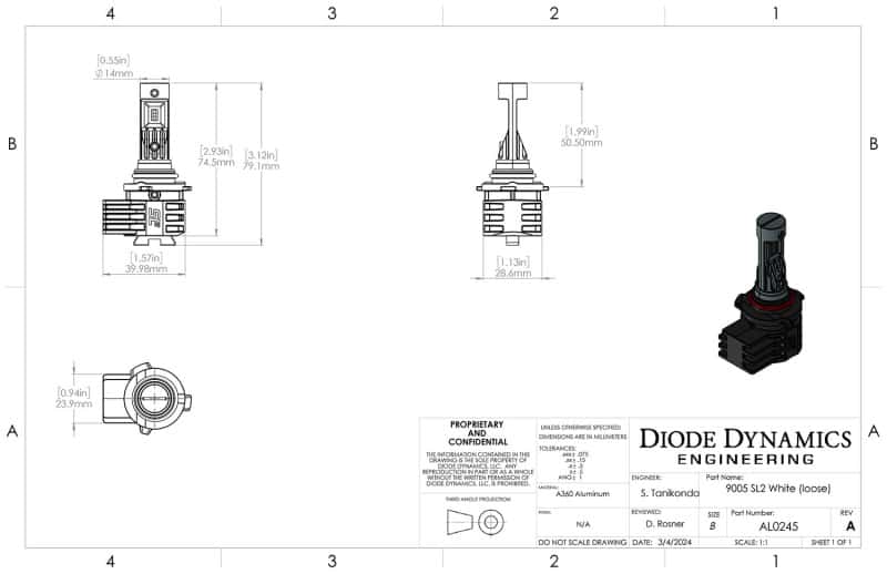 Diode Dynamics — Diode Dynamics 9005/9011/H10 Yellow SL2 LED Bulb (one) - view 3