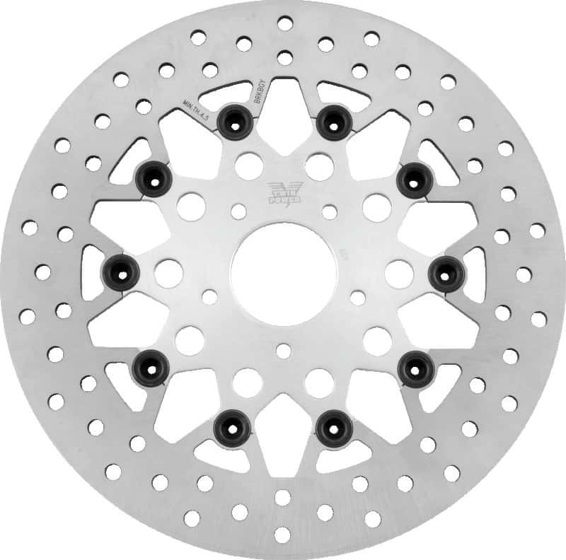 TwinPower — Twin Power 84-17 Big Twin Exc 11.8 and Lug Mount 84-13 XL Front 11.5 Floating Rotor Mesh Silver - view 1