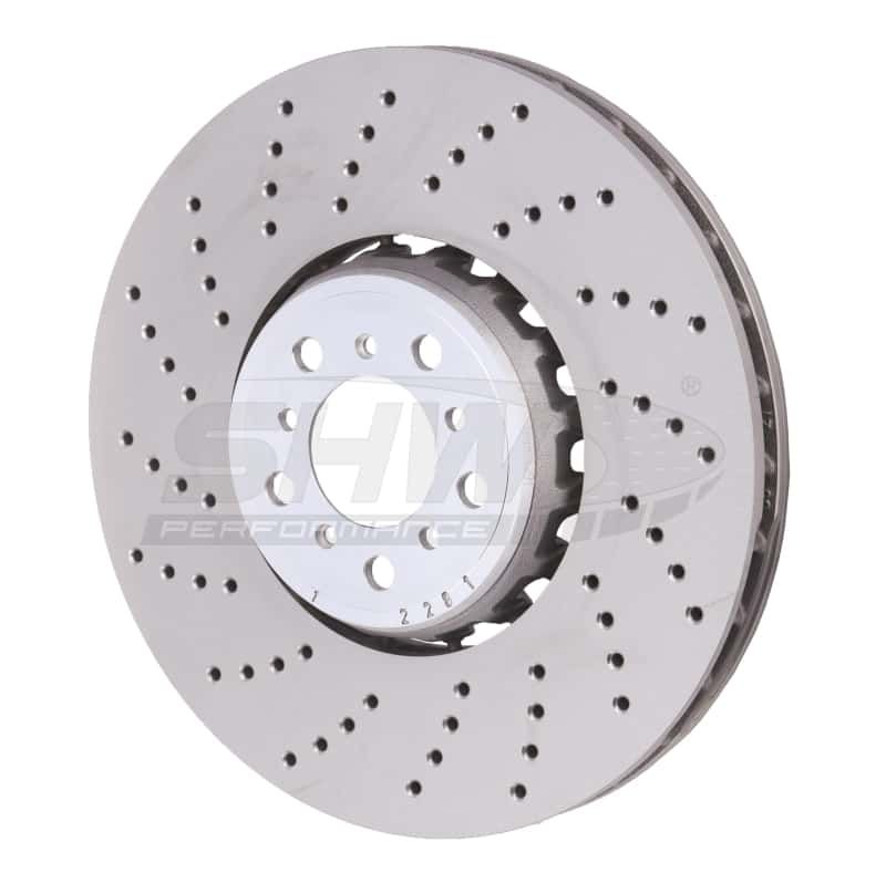 SHW Performance — SHW 15-18 BMW X5 M 4.4L Left Front Cross-Drilled Lightweight Brake Rotor (34112284901) - view 2