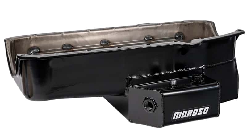 Moroso — Moroso Pre-80 Chevrolet SBC (w/2 Pc Seal & Low Clearance) Wet Sump 7qt 7in Steel Oil Pan - Black - view 4
