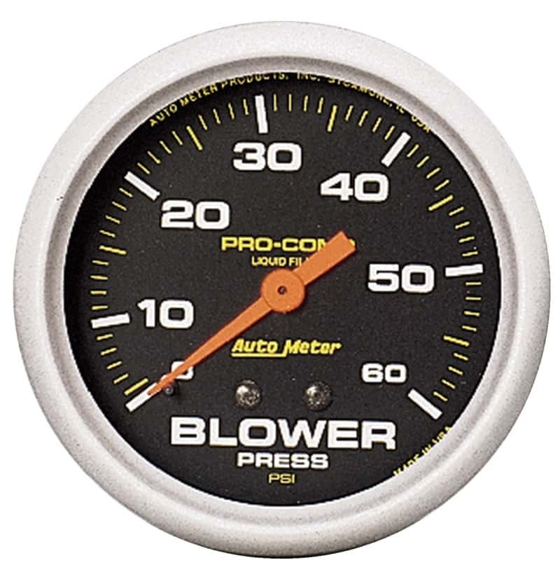 AutoMeter — Autometer Blower Pressure w/ Memory 60PSI Liquid Filled Mechanical Boost Gauge
2-5/8" BLOWER PRESS, - view 1