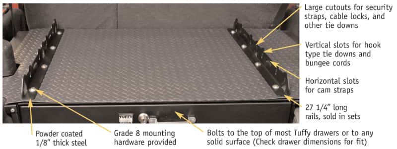 Tuffy Products — Tuffy Multipoint Tie Down Rails (2 Rails) 27 1/4In Long
Anchor Rails - view 4