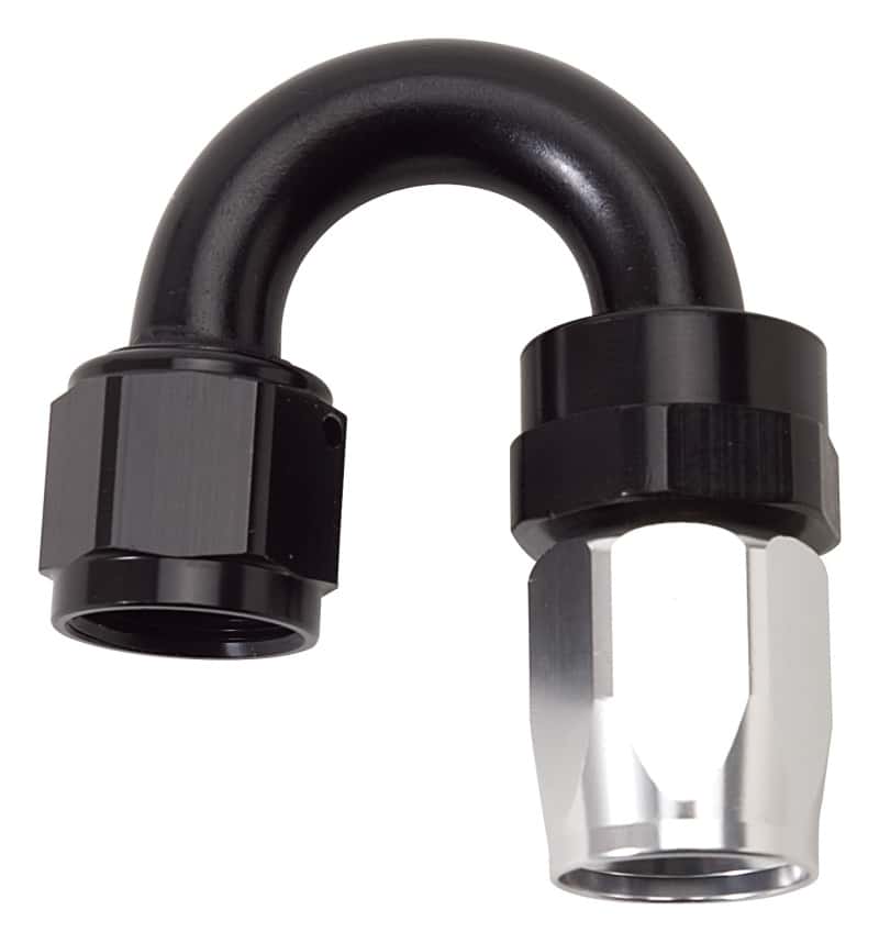 Russell — Russell Performance -8 AN Black/Silver 180 Degree Tight Radius Full Flow Swivel Hose End
Hose Fitting - view 1