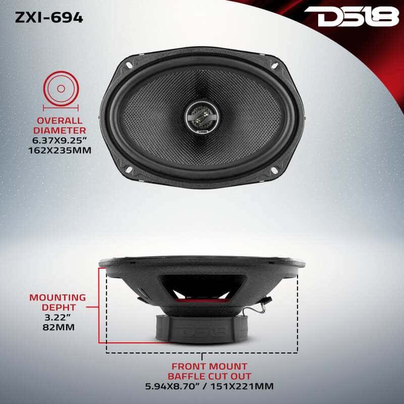 DS18 — DS18 6x9in 120 Watts RMS 4 ohm 2-Way Coaxial Speaker w/ Kevlar Cones - view 2