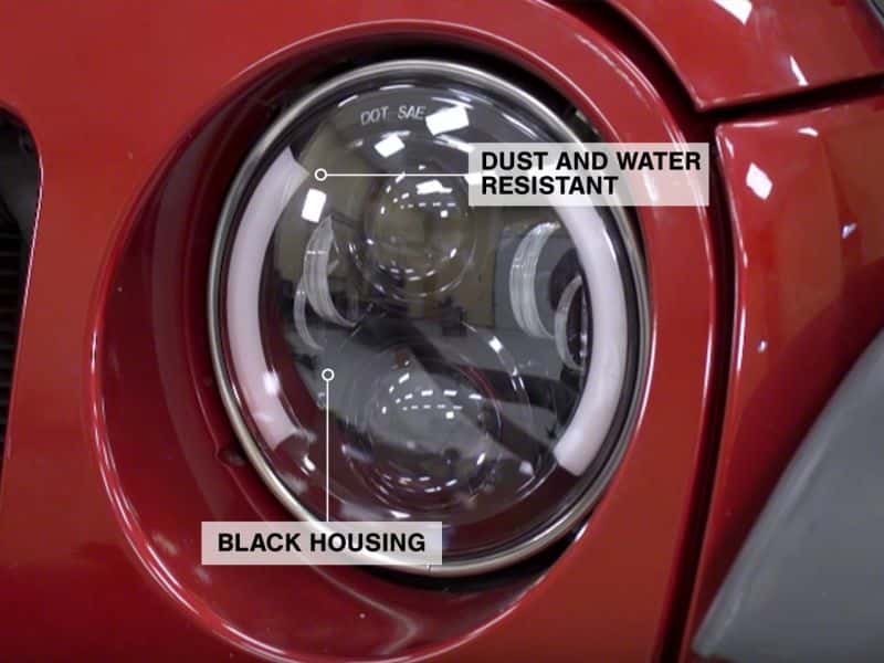 Raxiom — Raxiom 97-18 Jeep Wrangler TJ & JK 6-LED Headlights w/ Partial Halo- Blk Housing (Clear Lens)
Headlights - view 13