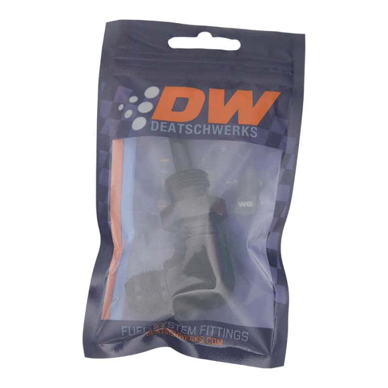 DeatschWerks — DeatschWerks 8AN Male Flare to 5/16in Male Barb Bulkhead Adapter 90-Degree - Anodized Matte Black
Lines & Fittings - view 2