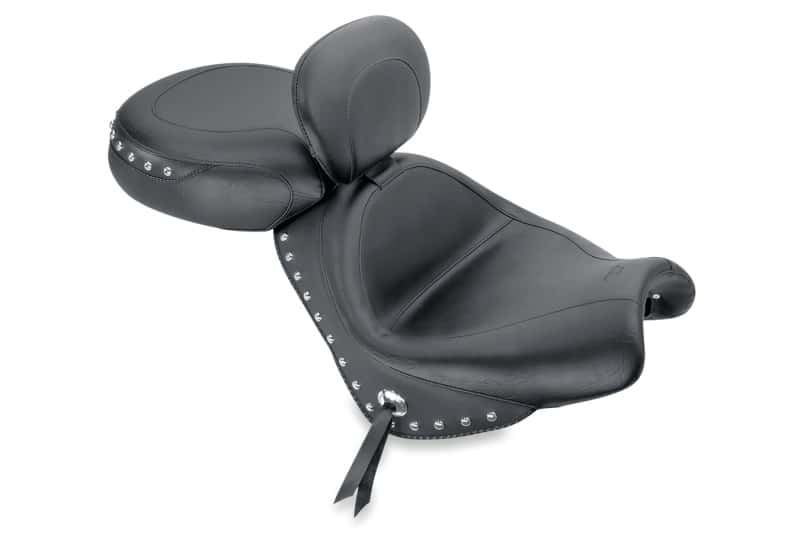 Mustang Motorcycle — Mustang 04-09 Honda VTX1300C Wide Touring 2PC Seat w/Driver Backrest Studs - Black - view 1