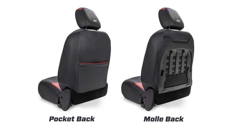 PRP Seats — PRP 2018+ Jeep Wrangler JL/2 Door/ Non-Rubicon Front Seat Covers (Pair) - Black w/ Red Stitching
Seat Covers - view 4