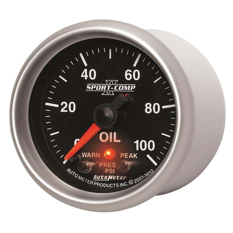 AutoMeter — Autometer Sport-Comp II 52.4mm 0-100 PSI Oil Pressure Peak & Warn w/ Electronic Control Gauge
2-1/16" OIL PRESS, 0 - view 3