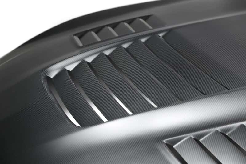 Anderson Composites — Anderson Composites 15-19 Ford Mustang Shelby GT350 Type-CR Double Sided Carbon Fiber Hood - view 4