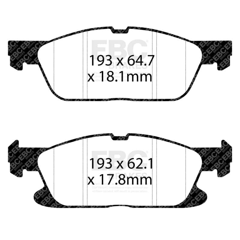 EBC — EBC 19+ Ford Edge ST 4WD 2.7TT w/o Performance Brake Package Greenstuff Front Brake Pads
Disc Brake Pad - view 2