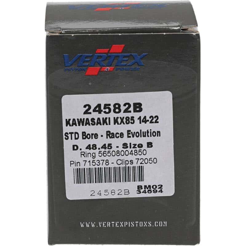 Vertex Pistons — Vertex Piston 14-24 Kawasaki KX 85 85cc Cast Race Evolution Piston Kit - view 4