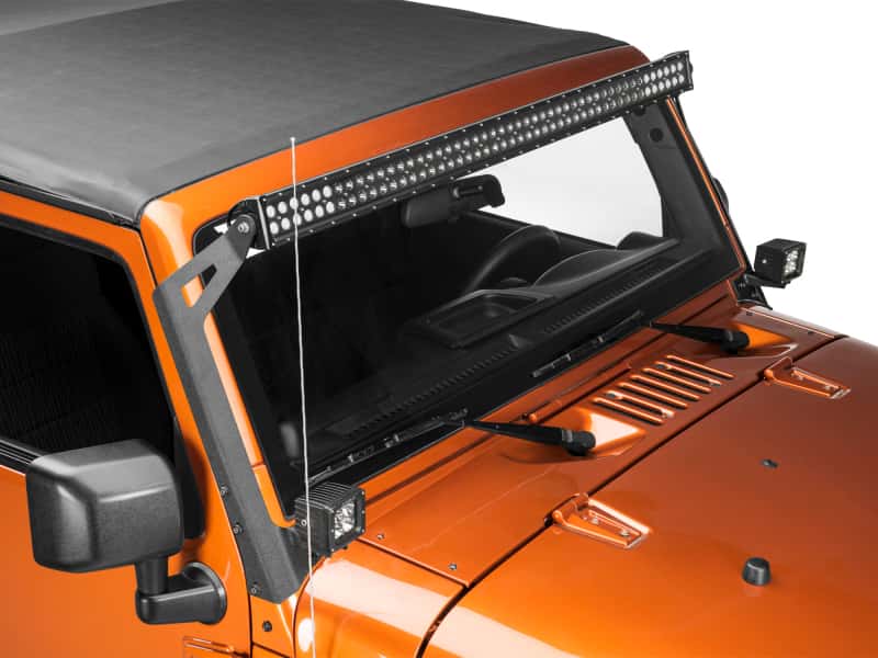 Raxiom — Raxiom 07-18 Jeep Wrangler JK 50-Inch LED Light Bar Windshield Mount w/ Auxiliary Bracket
Mount - view 3