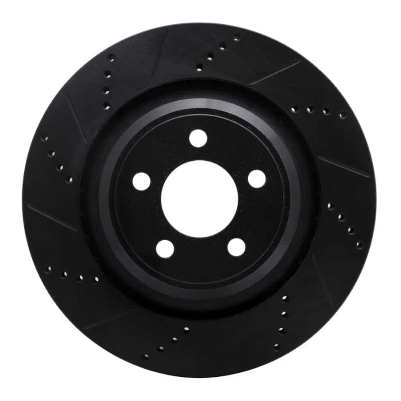 R1 Concepts — R1 05-23 Chrysler 300 Rear Left Drilled & Slotted Black Brake Rotor
R1 Brake Rotor Drill - view 1