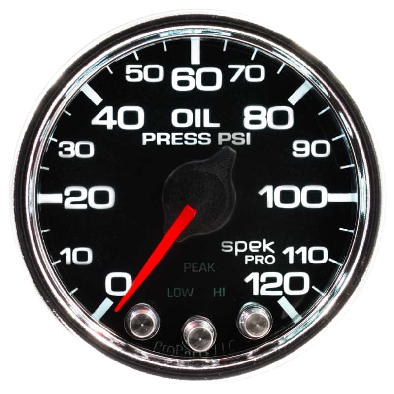 AutoMeter — Autometer Spek-Pro Gauge Oil Press 2 1/16in 120psi Stepper Motor W/Peak & Warn Blk/Chrm
GA 2" OILP BCC SPEK - view 5