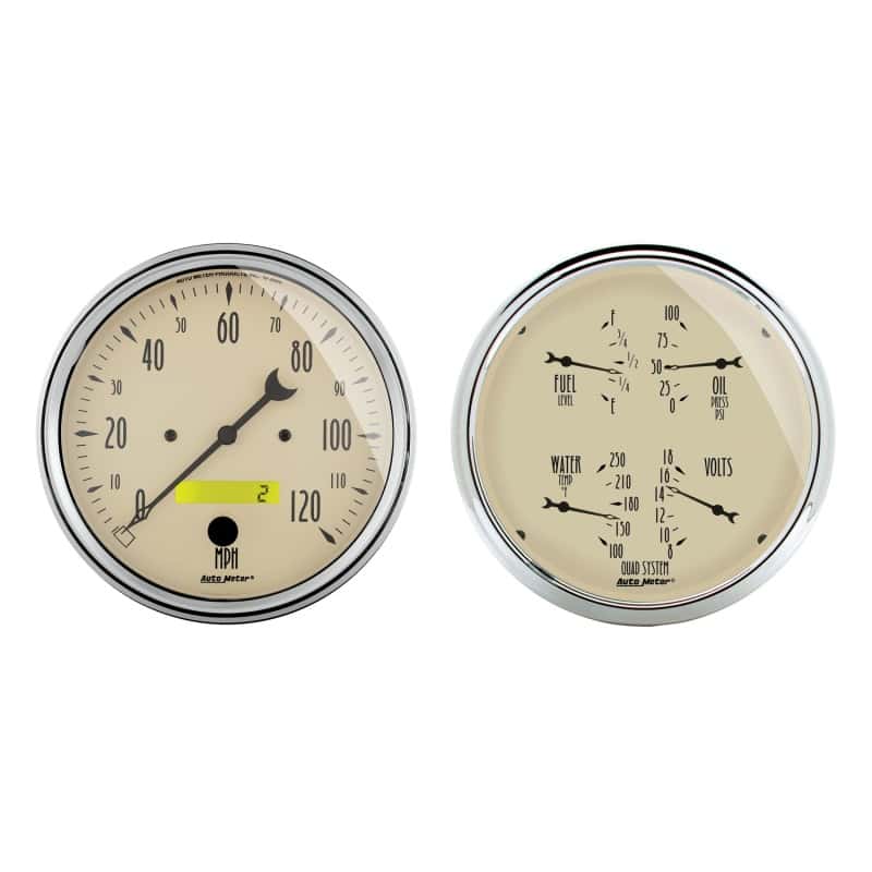 AutoMeter — Autometer 5 inch Antique Beige 2 Piece Gauge Kit - Quad & Speedometer
GA KT 5" QUAD/SPD AB - view 2