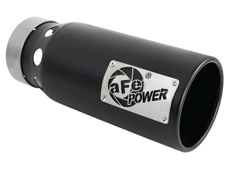 aFe — aFe SATURN 4S 4in SS Intercooled Exhaust Tip - Black 4in In x 5in Out x 12in L Bolt-On
Exhaust Tip Black - view 1