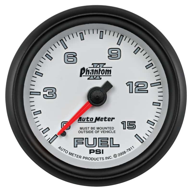 AutoMeter — Autometer Phantom II 2-5/8in 0-15PSI Mechanical Fuel Pressure Gauge
2-5/8" FUEL PRESS, 0 - view 1