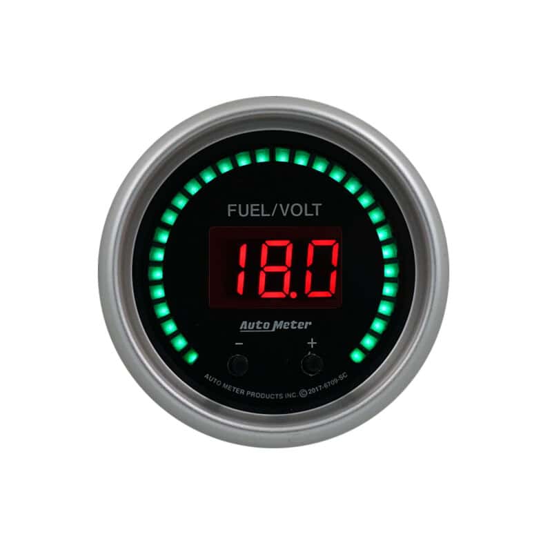 AutoMeter — Autometer 52.4mm Black Switchable 0-100 Fuel Level / 8-18V Voltmeter Sport-Comp Elite Digital Gauge - view 3