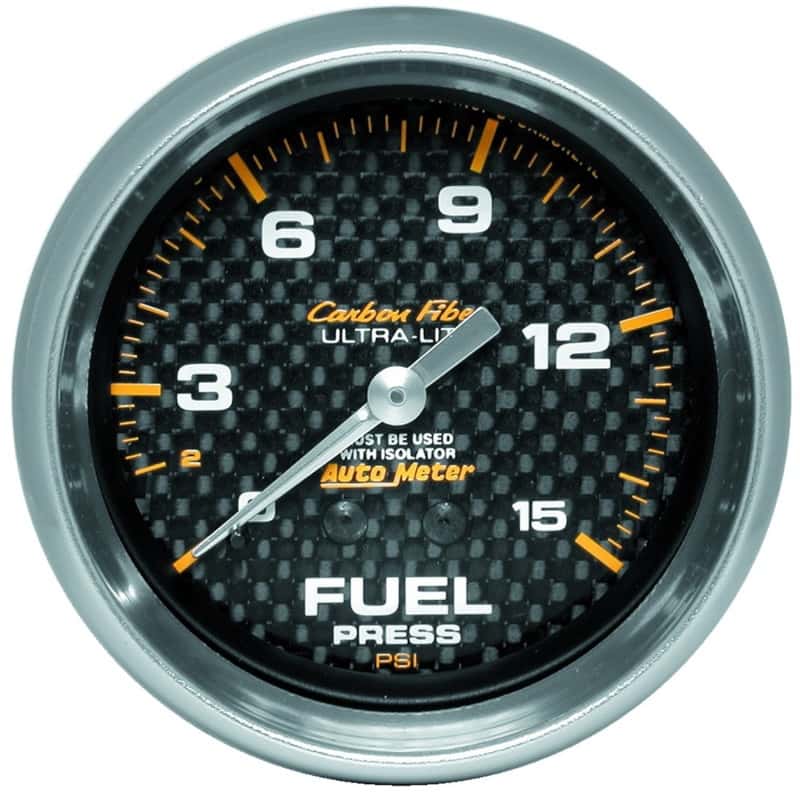 AutoMeter — AutoMeter Gauge Fuel Pressure 2-5/8in. 15PSI Mech. Incl. Isolator Carbon Fiber
GA 2.6" FP ISO 15 CF - view 1