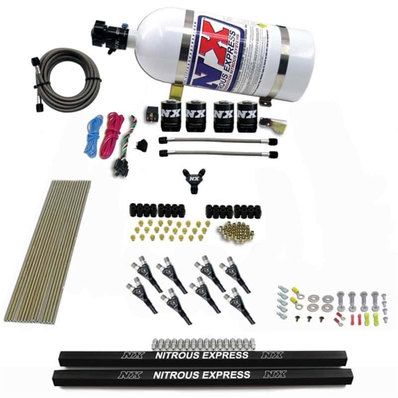 Nitrous Express — Nitrous Express Pro-Shk/Gas 4 Solenoids Nitrous Kit (200-600HP) w/Rails and 10lb Bottle
Injection System Kit
N2OSys - view 1