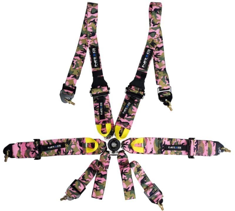NRG — NRG FIA 6pt 2in. Shoulder Belt for HANS Device/ Rotary Cam Lock Buckle/ 3in. Waist Belt - Pink Camo - view 1