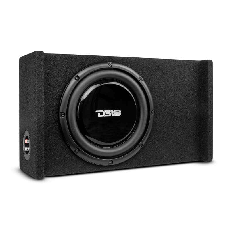 DS18 — DS18 Single 10in Shallow Subwoofer and Enclosure 300 Watts RMS Downfiring Sealed Black Carpet - view 1