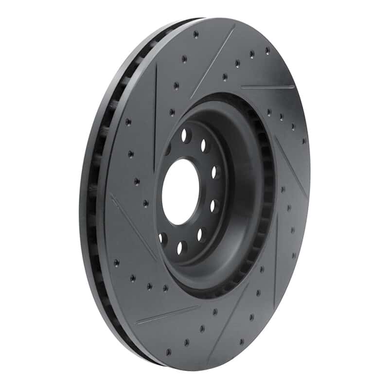 R1 Concepts — R1 2022+ Volkswagen GTI Mk 8 Front Right Drilled & Slotted Black Brake Rotor
R1 Brake Rotor Drill - view 4