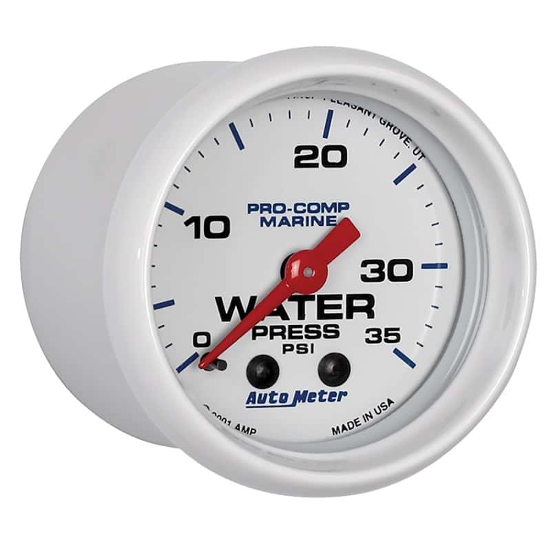 AutoMeter — Autometer Marine White 2-1/16in 35 PSI Mechanical Water Pressure Gauge
GA 2" WP 35PSI M MW - view 6