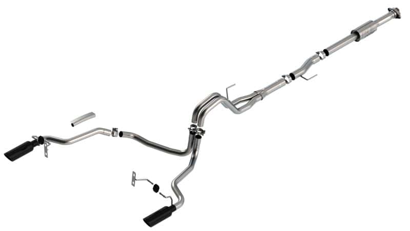 Borla — Borla F-150 2021 2.7L/3.5L 4dr CC SB EC STB Lari/King R/Plinum/LTD 3/2.25 SRE CB AK BLK CHR Tips
Cat-Back System - view 2