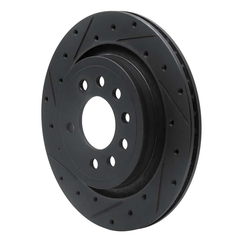 R1 Concepts — R1 08-11 Saab 9-3 Rear Left Drilled & Slotted Black Brake Rotor
R1 Brake Rotor Drill - view 2