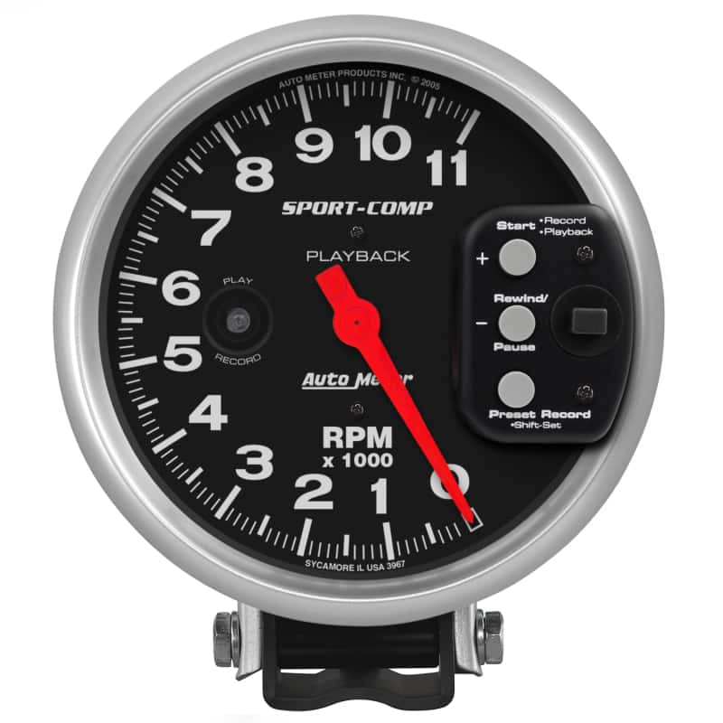AutoMeter — Autometer Sport-Comp Tachometer 5in 11K RPM Pedestal with RPM playback
5" TACH, 11,000 RPM, - view 1