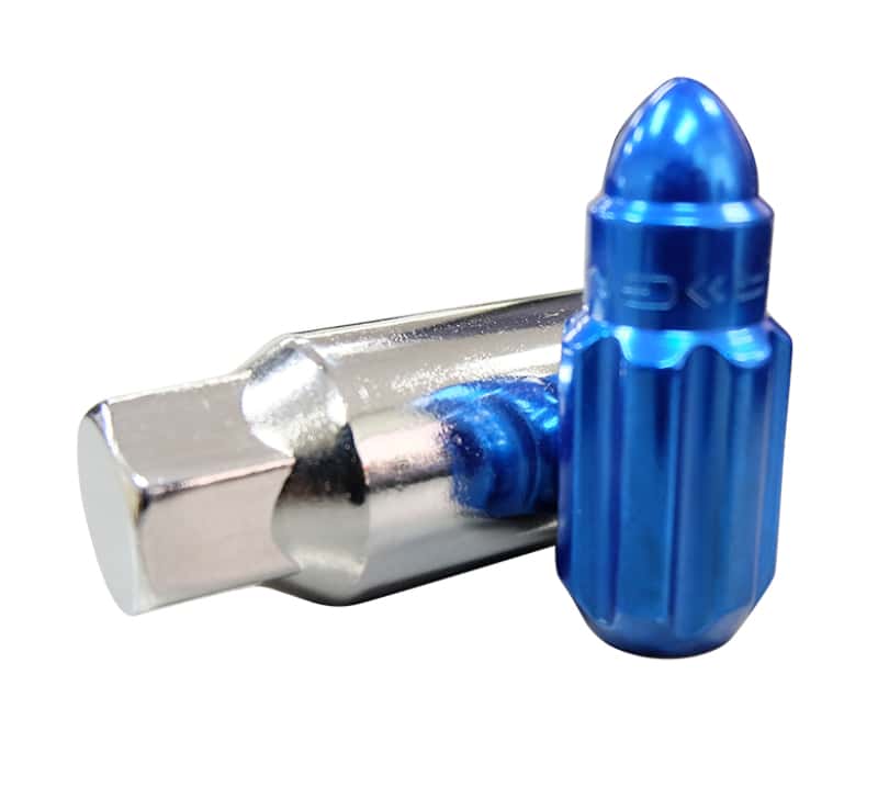NRG — NRG 500 Series M12 X 1.5 Bullet Shape Steel Lug Nut Set - 21 Pc w/Lock Key - Blue - view 5
