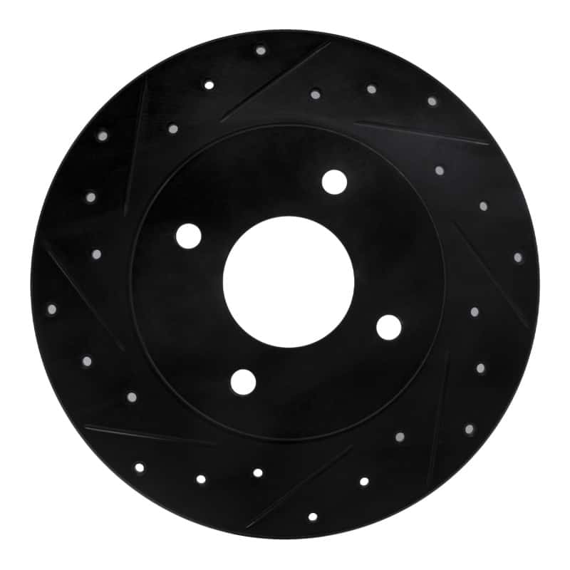 R1 Concepts — R1 04-06 Nissan Sentra Rear Left Drilled & Slotted Black Brake Rotor
R1 Brake Rotor Drill - view 1