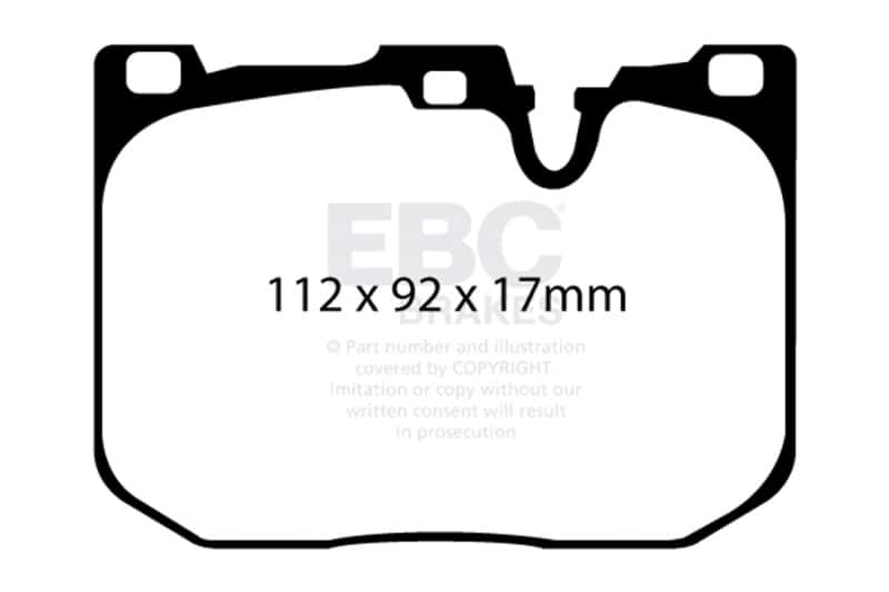 EBC — EBC 14+ BMW M3 3.0 Twin Turbo (F80) Redstuff Front Brake Pads
Disc Brake Pad - view 3