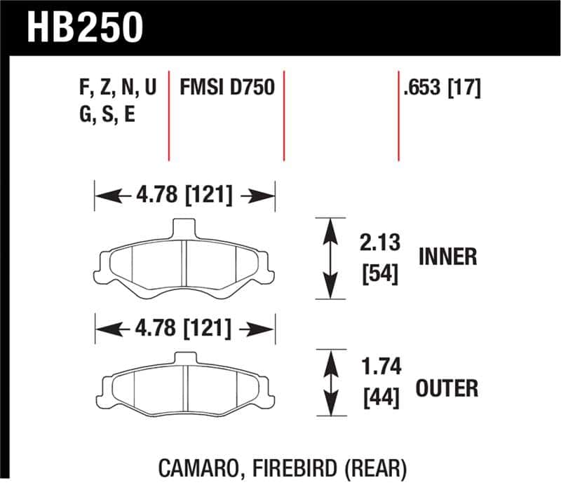 Hawk Performance — Hawk 98-02 Chevrolet Camaro 5.7L/3.8L / 98-02 Pontiac Firebird 5.7L/3.8L  HPS Street Rear Brake Pads
Disc Brake Pad - view 1