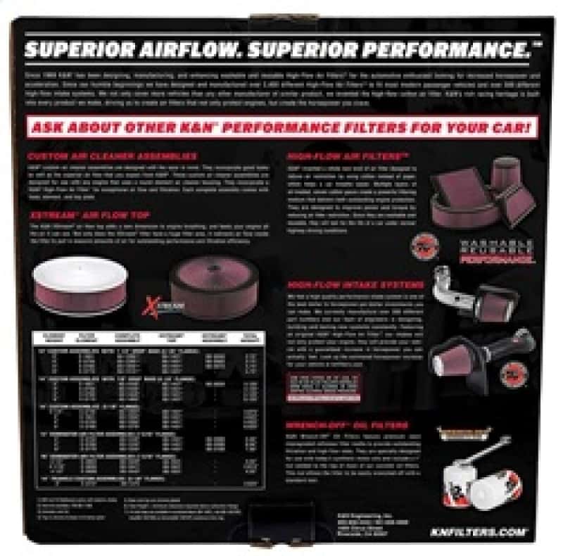 K&N Engineering — K&N 14in Red Custom Air Cleaner Assembly - 5.125in ID x 14in OD x 2.75in H x 1.25in Drop Base
Round Air Filter Ass
Air Filter Assembly - view 4