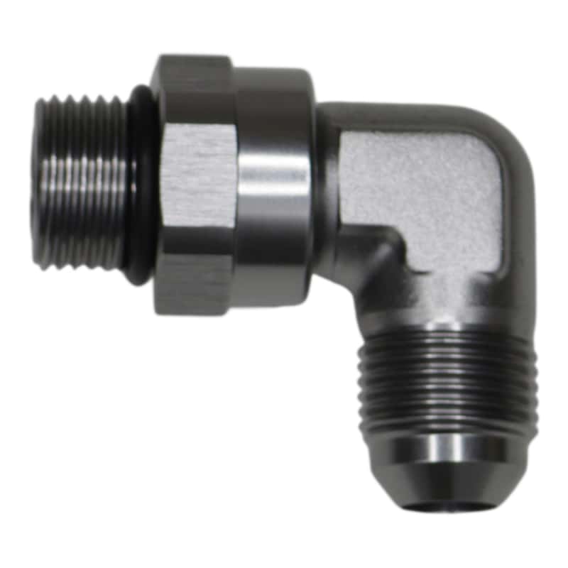 DeatschWerks — DeatschWerks 8AN ORB Male Swivel to 8AN Male Flare 90-Degree Fitting - Anodized DW Titanium
Lines & Fittings - view 1